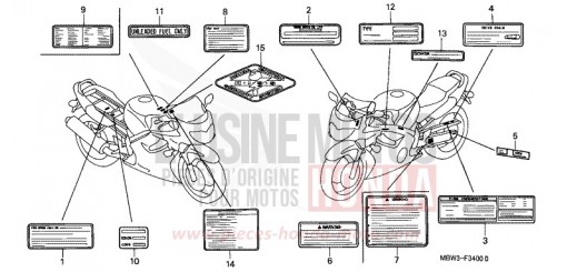 ETIQUETTE DE PRECAUTIONS (1) CBR600FY de 2000